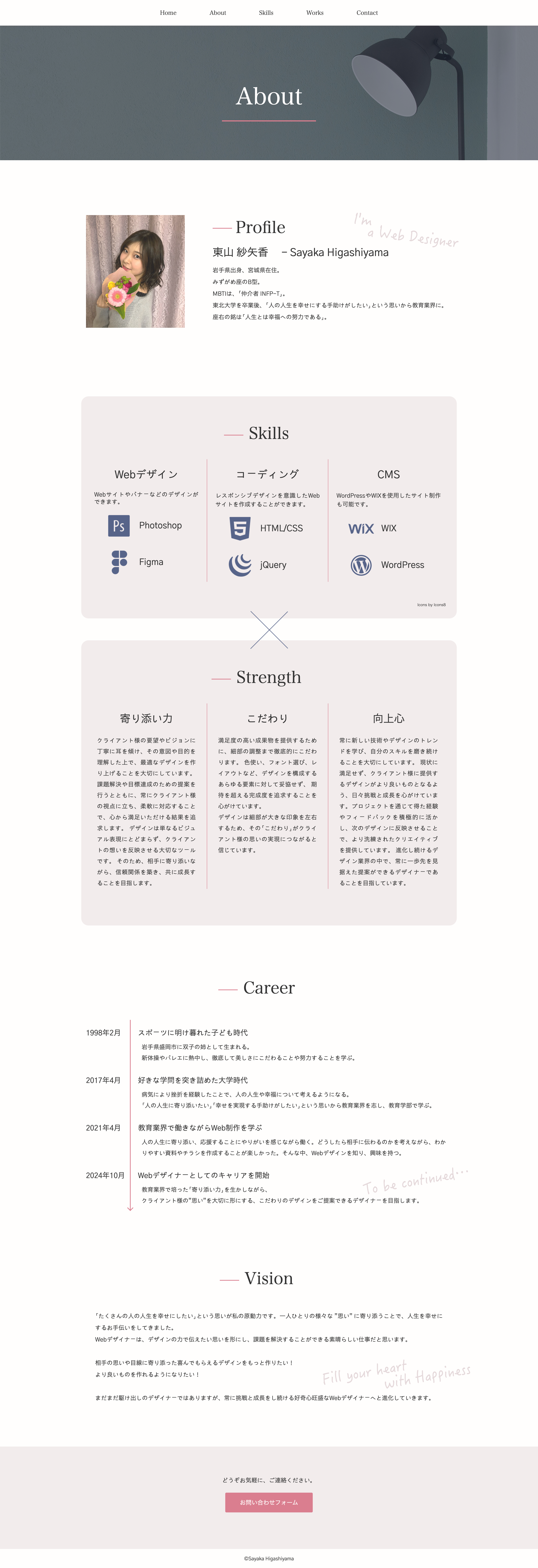 ポートフォリオのAboutページ